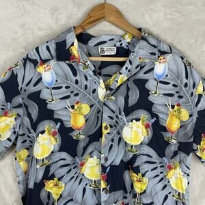 Aloha Republic Vintage 90s Hawaiian Shirt Men's XL Cocktail Print Vacationcore